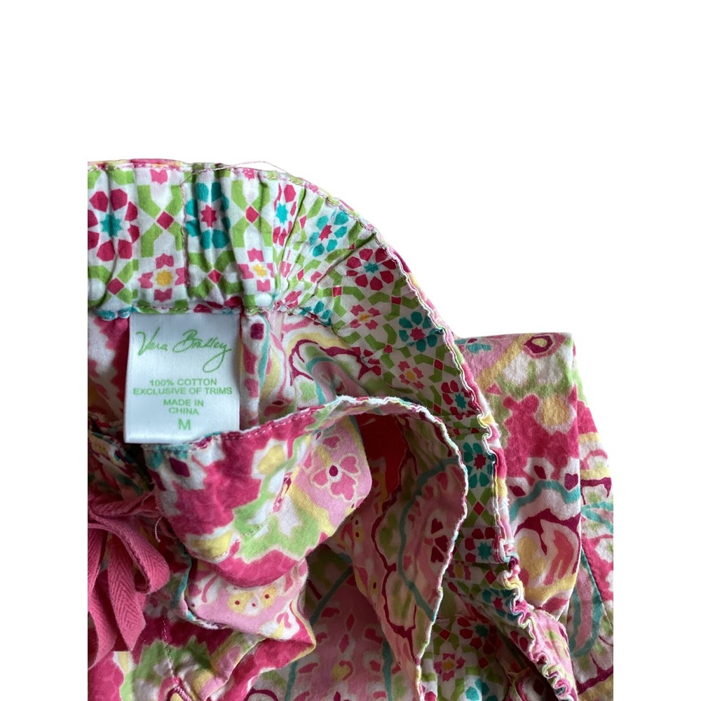 Vera Bradley Pink Paisley Cotton Pajama Pants Womens Medium Drawstring Lounge - Picture 2 of 5